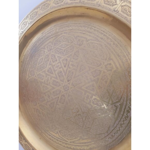 Vintage handmade brass tray for table, large tea tray, Brass handmade tray , tea - Picture 4 of 10
